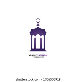 Arabian lantern for ramadan icon flat style. Isolated on white background. illustration.