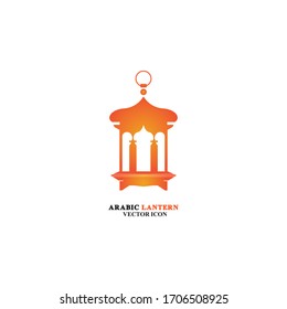 Arabian lantern for ramadan icon flat style. Isolated on white background. illustration.