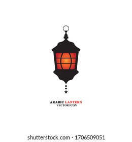 Arabian lantern for ramadan icon flat style. Isolated on white background. illustration.