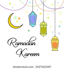Arabian lantern vector art for Ramadan Kareem greeting. Simple and minimalist Islamic element design. 