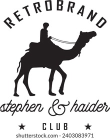 Arabian Logo caravan Camels in desert dunes. Camel Logo design template.