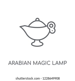 Arabian Magic Lamp linear icon. Modern outline Arabian Magic Lamp logo concept on white background from Religion-2 collection. Suitable for use on web apps, mobile apps and print media.