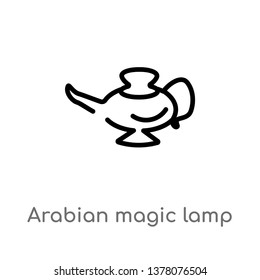 arabian magic lamp vector line icon. Simple element illustration. arabian magic lamp outline icon from religion-2 concept. Can be used for web and mobile