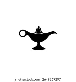 Arabian Magic Oil Lamp, Genie Lantern vector Solid Flat Vector Icon Isolated on White Background.