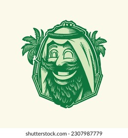 Arabian male mascot vintage illustration