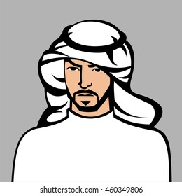 Arabian man face flat icon.