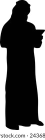 Arabian man on electronic device silhouette or vector file  