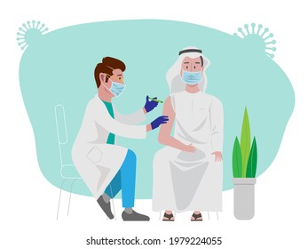 Arabian Man Taking Corona Vaccine