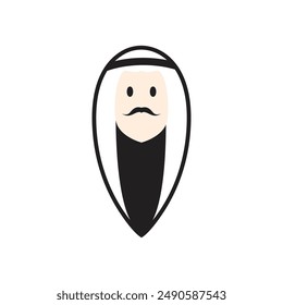 Arabian man whiskers with Turban logo. Arabian man logo vector line  potrait colorful design with dark background. Abstract graphic illustration. Simple Modern template logo.