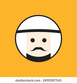 Arabian man whiskers with Turban logo. Arabian man logo vector line  potrait colorful design with dark background. Abstract graphic illustration. Simple Modern template logo.