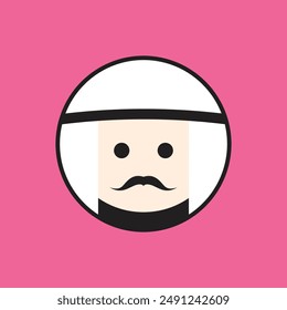 Arabian man whiskers with Turban logo. Arabian man logo vector line  potrait colorful design with dark background. Abstract graphic illustration. Simple Modern template logo.