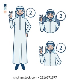A arabian man in white costume with Counting as 2 images.It's vector art so it's easy to edit.