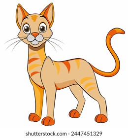 Arabian Mau cat vector illustration isolated on white background in cartoon style.