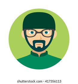 Arabian Middle Eastern Avatar Icon. Vector Illustration.