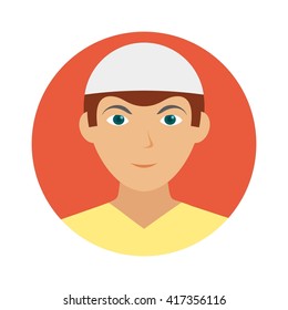 Arabian Middle Eastern Avatar Icon. Vector Illustration.