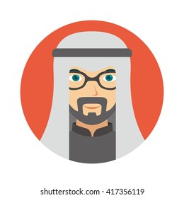 Arabian Middle Eastern Avatar Icon. Vector Illustration.