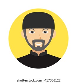 Arabian Middle Eastern Avatar Icon. Vector Illustration.