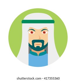 Arabian Middle Eastern People Avatar Icon. Vector Illustration.