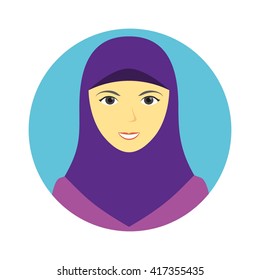 Arabian Middle Eastern People Avatar Icon. Vector Illustration.