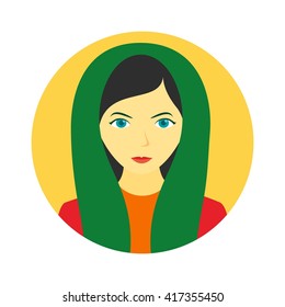 Arabian Middle Eastern People Avatar Icon. Vector Illustration.