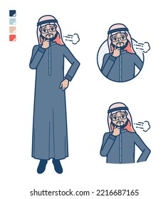 A arabian middle man in Black costume with Sighing images.It's vector art so it's easy to edit.