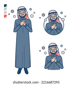 A arabian middle man in Black costume with Rest images.It's vector art so it's easy to edit.