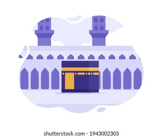 arabian moslem kaba mecca with modern cartoon flat style vector, Islamic Qaabah Building Icon Concept, Flat Cartoon Style Suitable for Web Landing Page, Banner, Sticker, Background