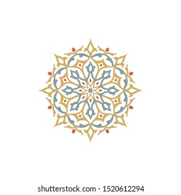 Arabian motif round design element, vector stencil ornament