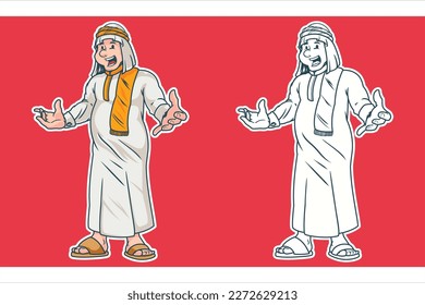 arabian muslim Character cartoon vector Illustration