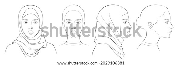 Arabian Muslim Woman Wearing Hijab Niqab Stock Vector (Royalty Free ...