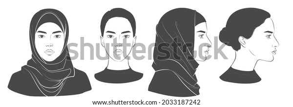 Arabian Muslim Woman Wearing Hijab Niqab Stock Vector (Royalty Free ...