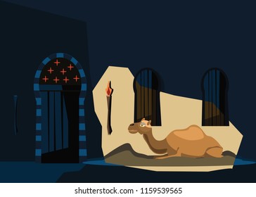 Arabian night and camel vector illustration 