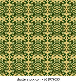 arabian oriental seamless geometric pattern. vector illustraion. gold, green color.