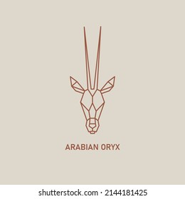 Arabian oryx polygonal line art.   Gemsbok Desert wild animal. Symbol of Qatar country. Vector