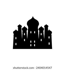 Arabian palace silhouette.Cartoon style. Minimalist oriental palace castle