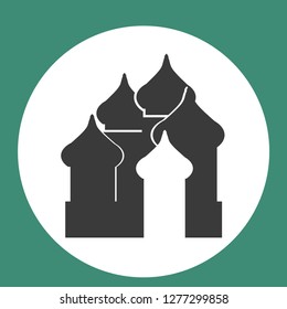 Arabischer Palast Vektorsymbol. Schlosspark auf grünem Hintergrund, Reiseteilsymbol. Vektorgrafik 