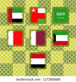 arabian peninsula flag set icon vector illustration