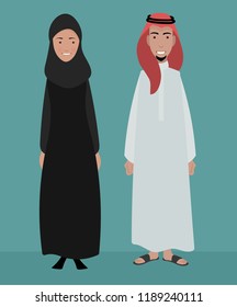 Arabian Saudi character design man and woman wearing hijab 
