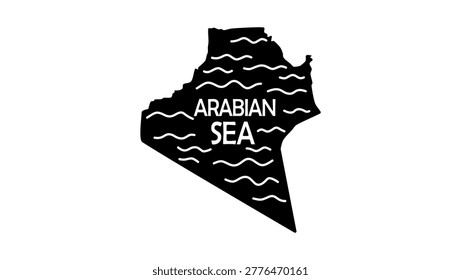 arabian sea, black isolated vector silhouette 