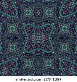 Arabian seamless pattern graphic design. Boho geometric background. Fabric print in ethnic style. Mosaic motifs in antique style.