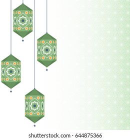 Arabian style islamic background with green lanterns