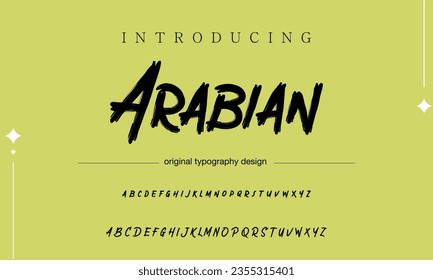 Arabian Stylish brush painted an uppercase vector letters, alphabet, typeface.