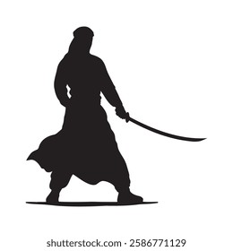 Arabian sword warrior silhouette vector illustration