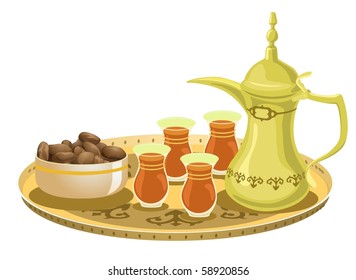 Arabian Tea Set With Dates 2-vector