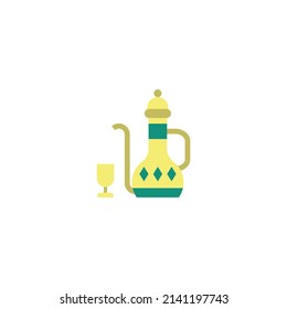 Arabian Teapot Flat Icon - Ramadan and Eid Mubarak Icon Concept Vector Illustration.