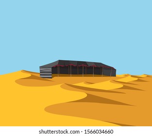 Arabian tent with desert sands, realistic.Vector illustration