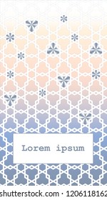 Arabian vector template of modern card for invitation, celebration, save the date, poster, announcement with holographic patches