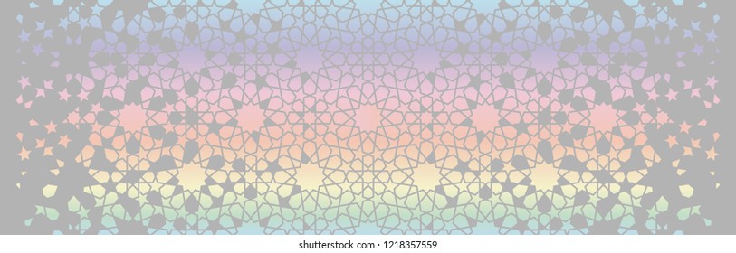 Arabian vector template of modern card for invitation, celebration, save the date, poster, announcement with holographic effect