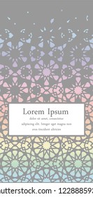 Arabian vector template of modern card for invitation, celebration, save the date, poster, announcement with holographic effect