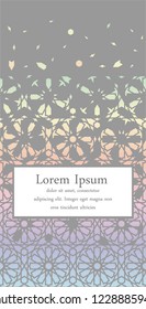 Arabian vector template of modern card for invitation, celebration, save the date, poster, announcement with holographic effect